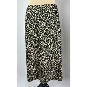 J. Crew Size Large XL Cheetah Animal Print Midi Slip Skirt Elastic Waist Y2K NWT